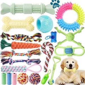Dog Chew Toys for Puppy Teething - 20 Pack Indestructible Pet Dog Toys for Puppy